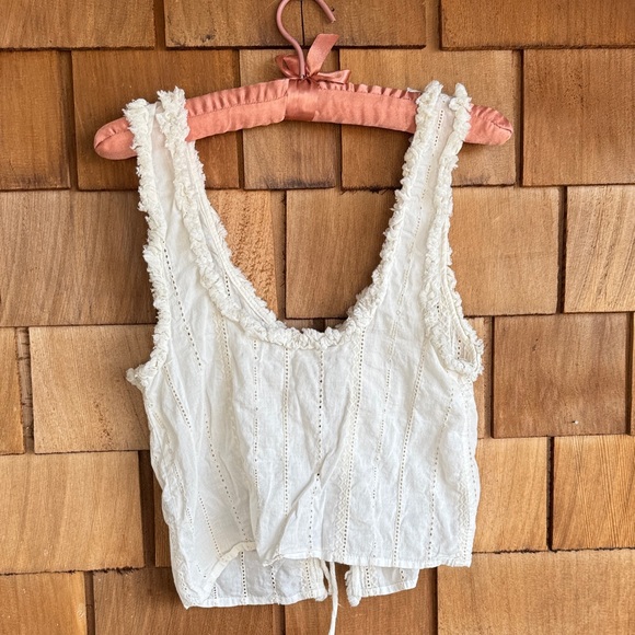 Zara Cream Lace-Trim Eyelet Camisole - Picture 6 of 7